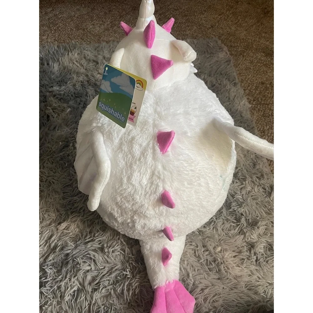 NWT Squishable White Pink Iridescent Dragon Unicorn Plush Wings Fantasy - Picture 4 of 5